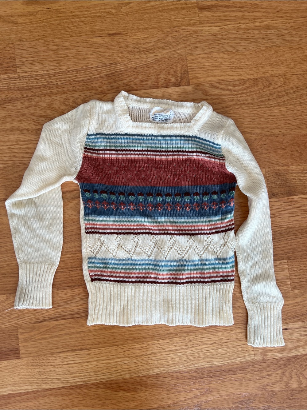Vintage Youth Park Multicolor Striped girls size large 7/8 Sweater